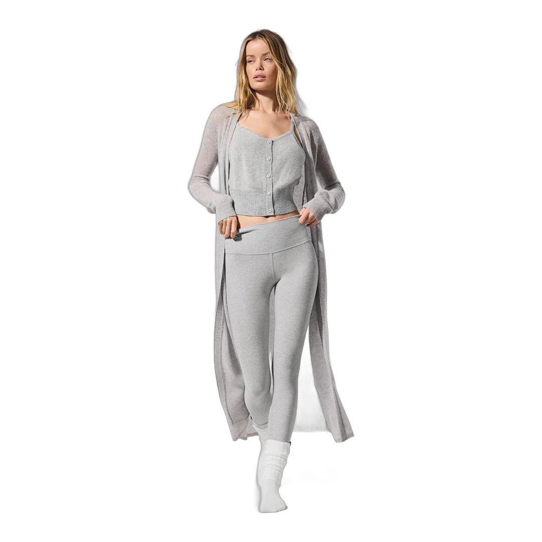 alo Sheer Cashmere Long Cardigan - Athletic Heather Grey - Image 6