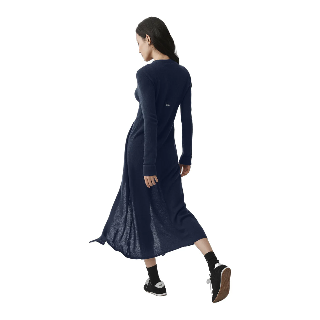 alo Sheer Cashmere Long Cardigan - Navy - Image 3