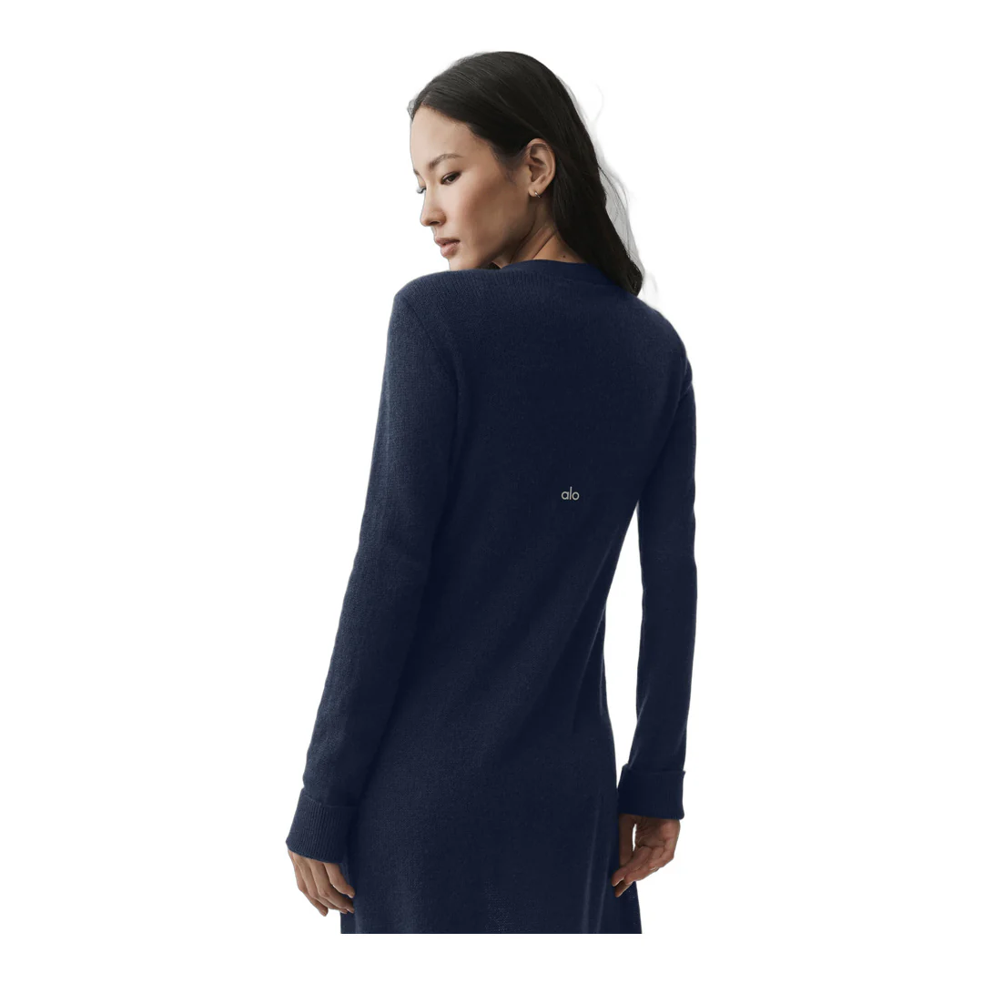 alo Sheer Cashmere Long Cardigan - Navy - Image 4