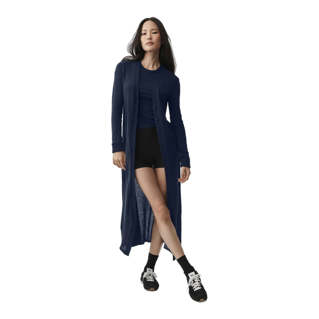 alo Sheer Cashmere Long Cardigan - Navy - Image 5