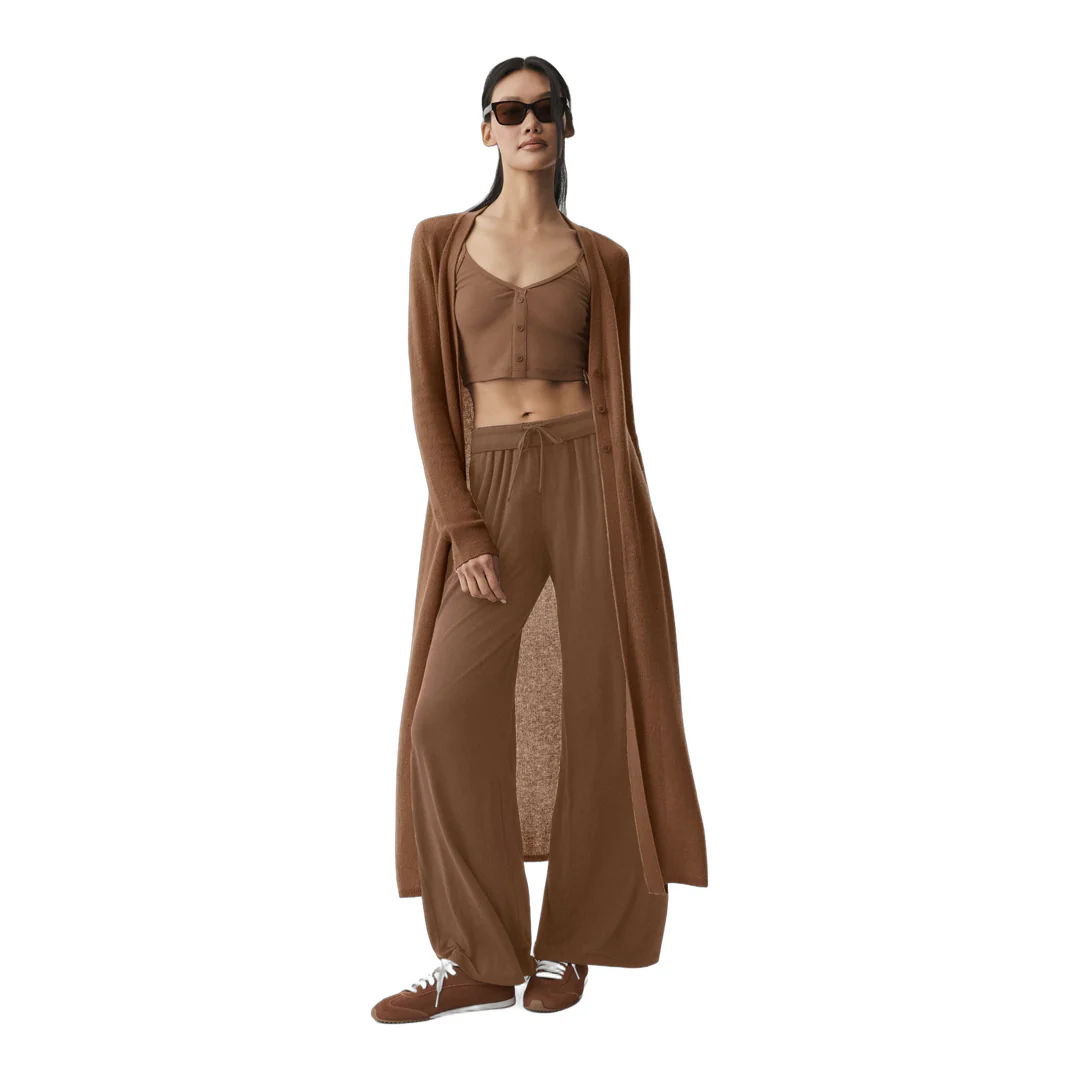 alo Sheer Cashmere Long Cardigan - Sun Kissed Brown - Image 3