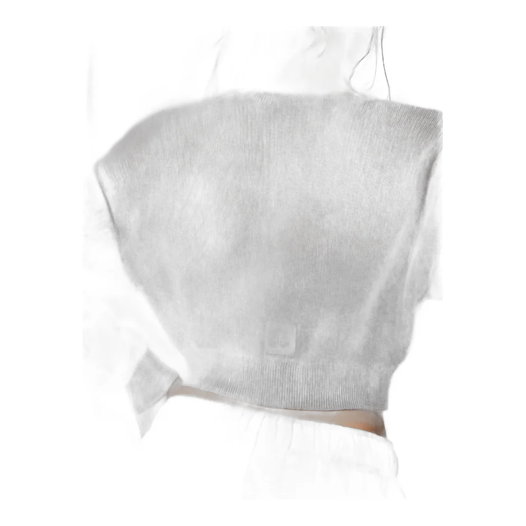 alo Sheer Cashmere Cropped Cardigan - Athletic Heather Grey - Image 4