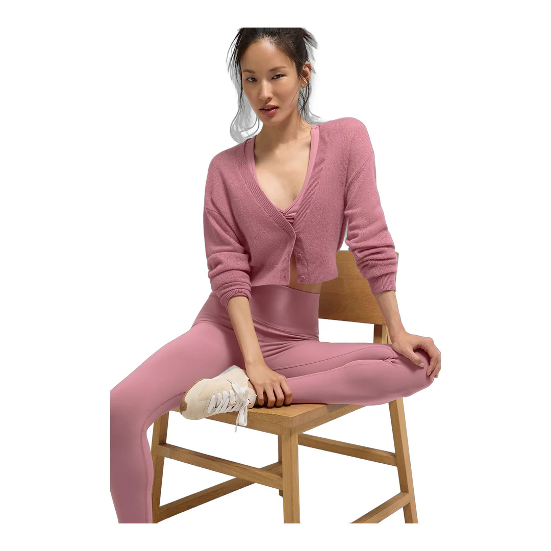 alo Sheer Cashmere Cropped Cardigan - Pink Wild Rose