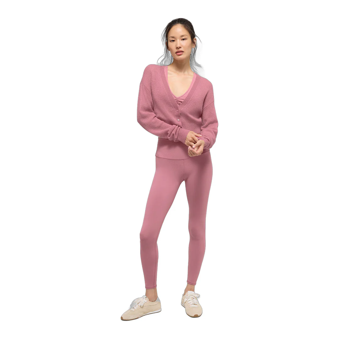 alo Sheer Cashmere Cropped Cardigan - Pink Wild Rose - Image 3