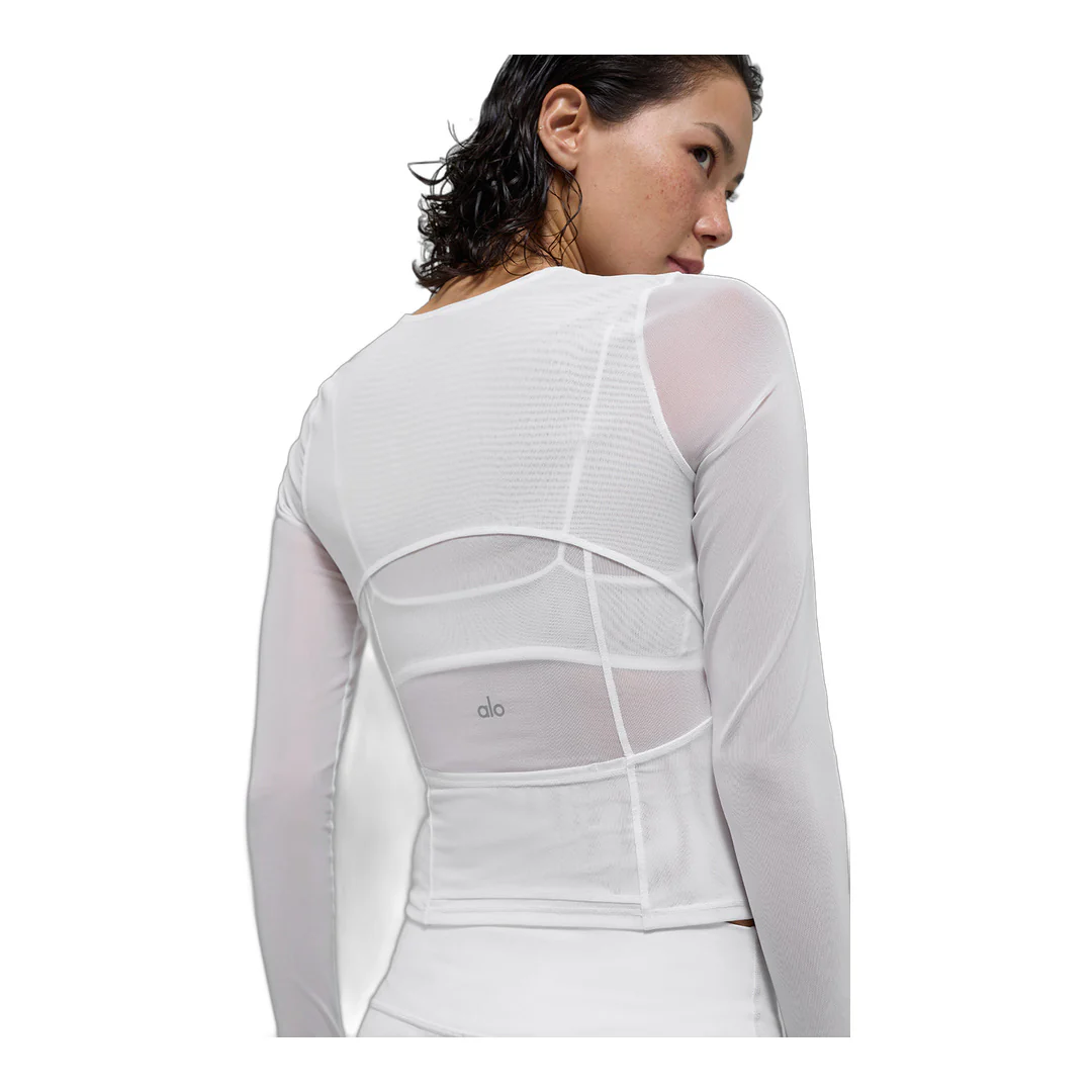 alo Mesh Winter Twilight Long Sleeve - White - Image 3