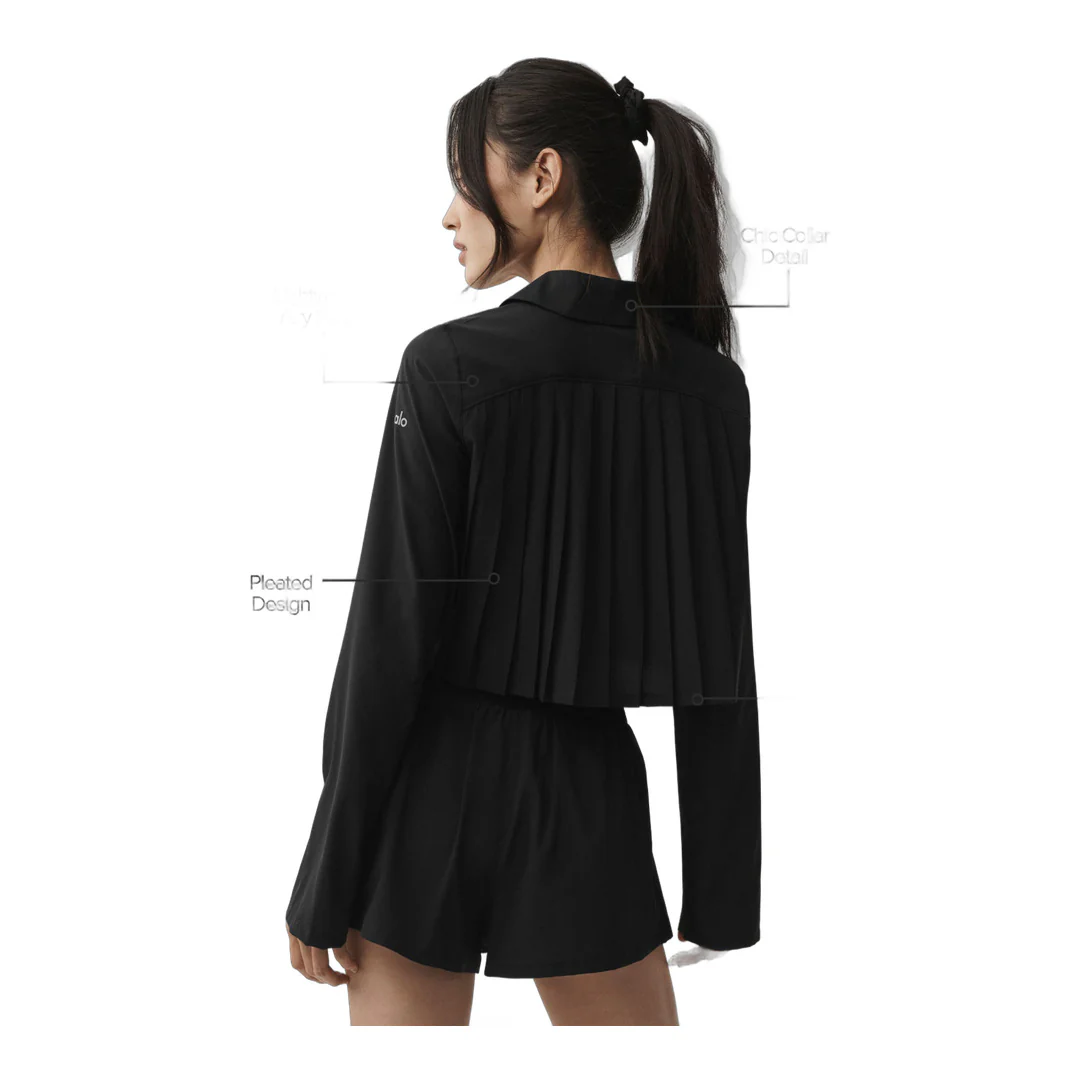 alo Cropped Unmatched Long Sleeve - Black - Image 2