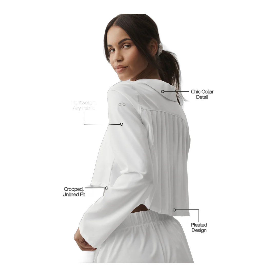 alo Cropped Unmatched Long Sleeve - White - Image 2