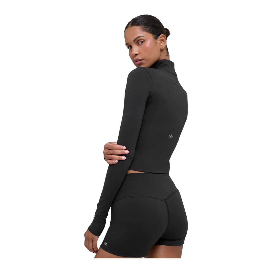 alo ALO Softsculpt Precision 1/4 Zip Long Sleeve - Black - Image 2