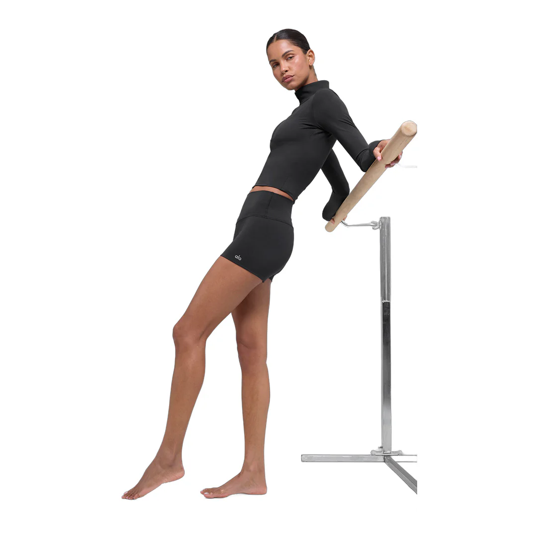 alo ALO Softsculpt Precision 1/4 Zip Long Sleeve - Black - Image 4
