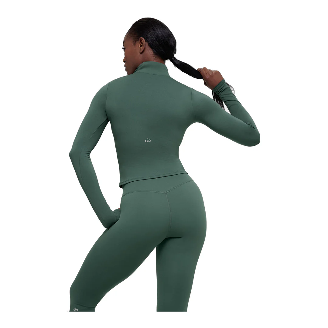 alo ALO Softsculpt Precision 1/4 Zip Long Sleeve - Clover Green - Image 2