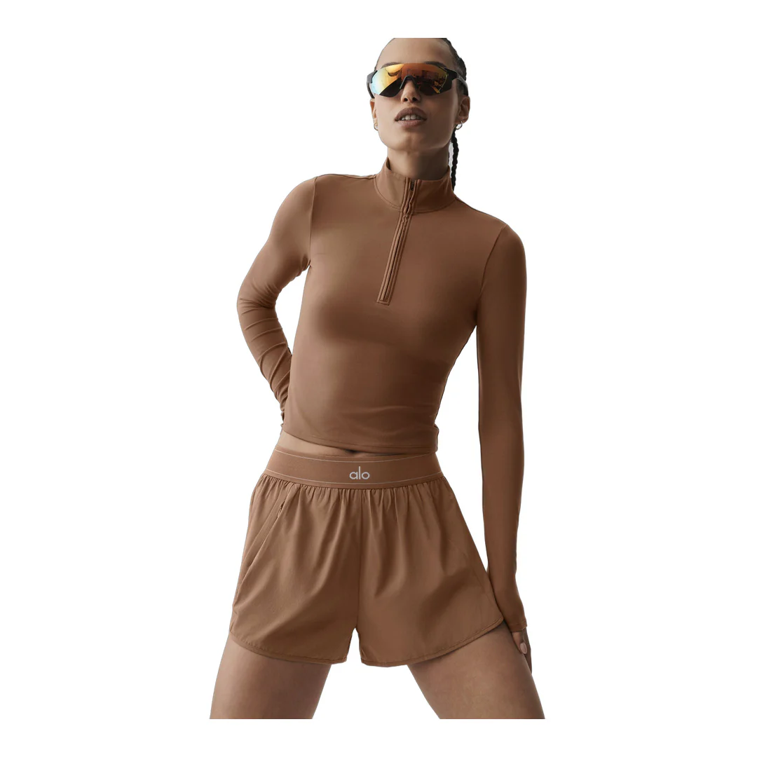 alo ALO Softsculpt Precision 1/4 Zip Long Sleeve - Sun Kissed Brown - Image 2