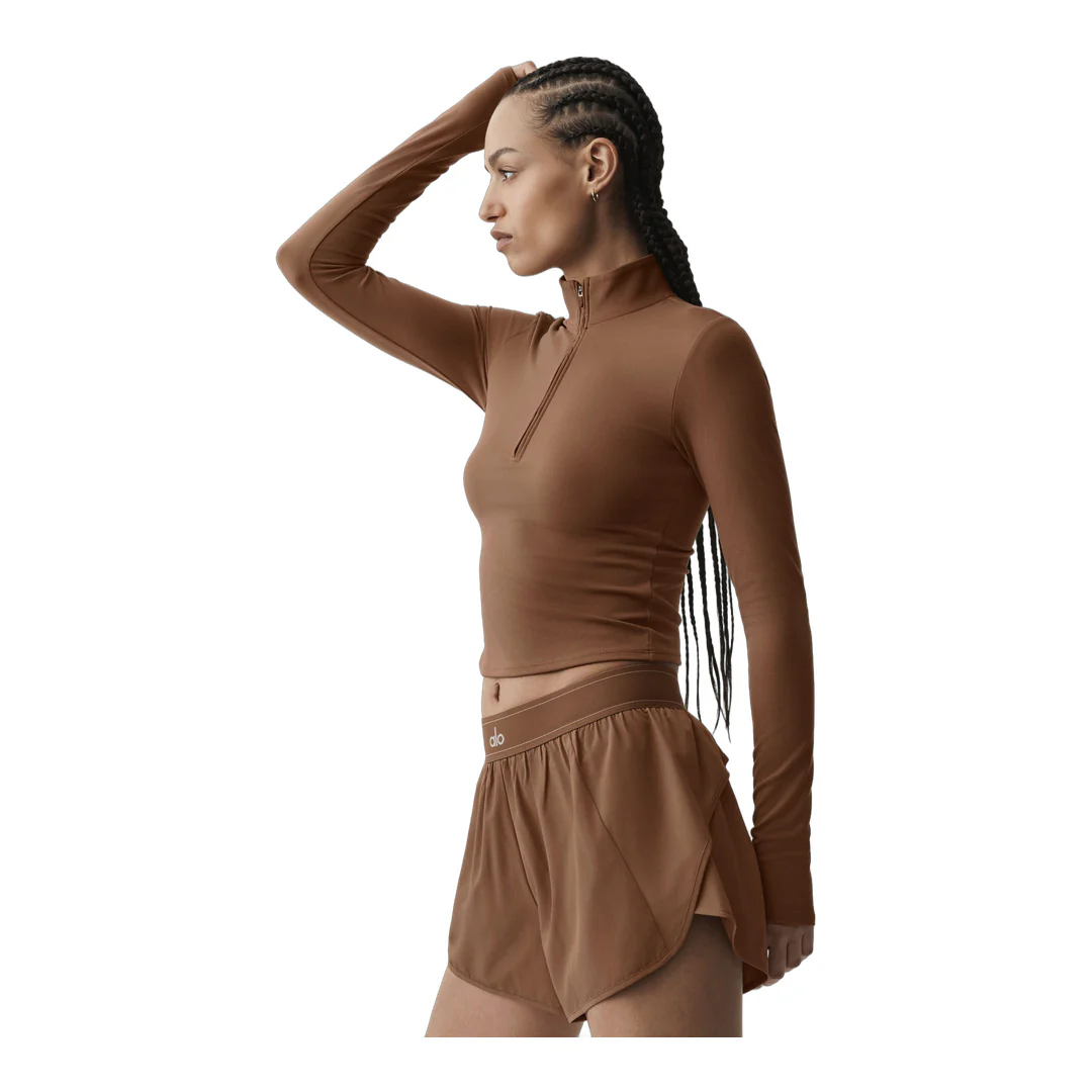 alo ALO Softsculpt Precision 1/4 Zip Long Sleeve - Sun Kissed Brown - Image 3