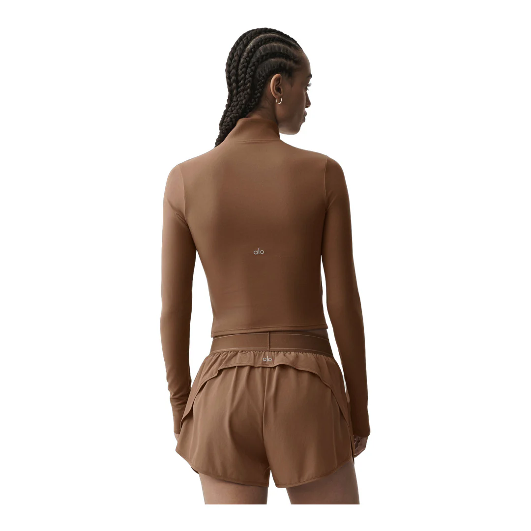 alo ALO Softsculpt Precision 1/4 Zip Long Sleeve - Sun Kissed Brown - Image 4