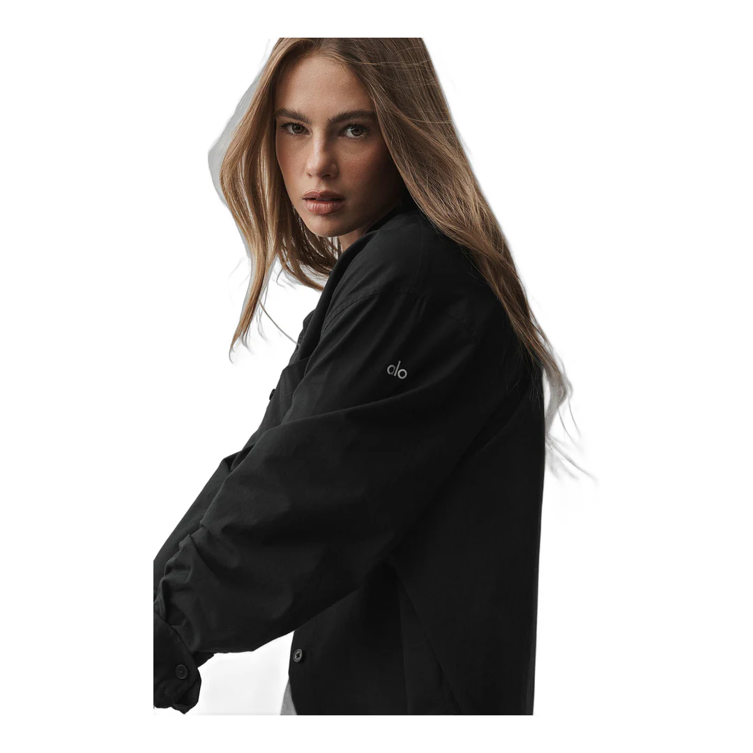 alo Cotton Real Deal Button Up Long Sleeve - Black - Image 4