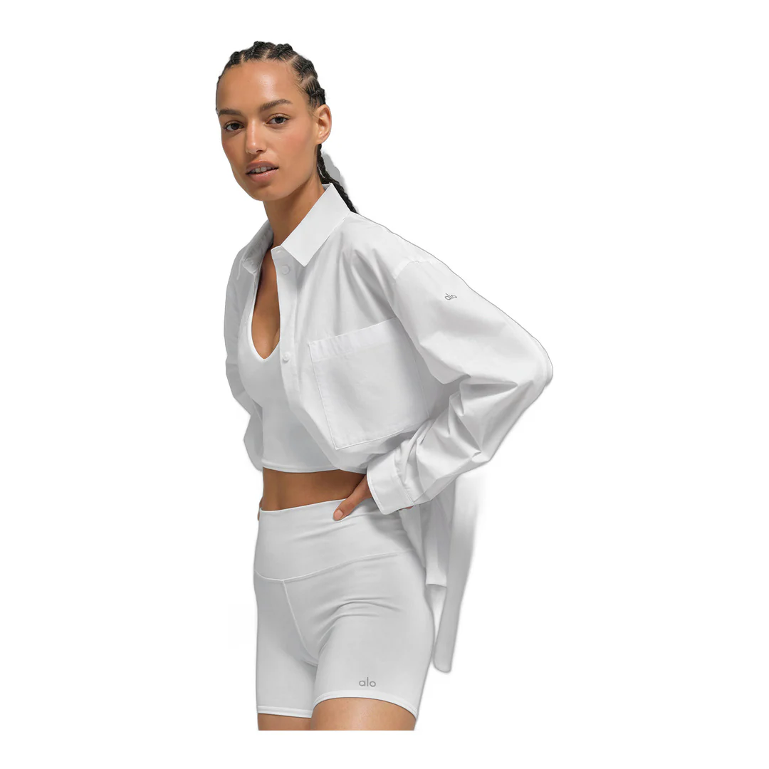 alo Cotton Real Deal Button Up Long Sleeve - White - Image 4