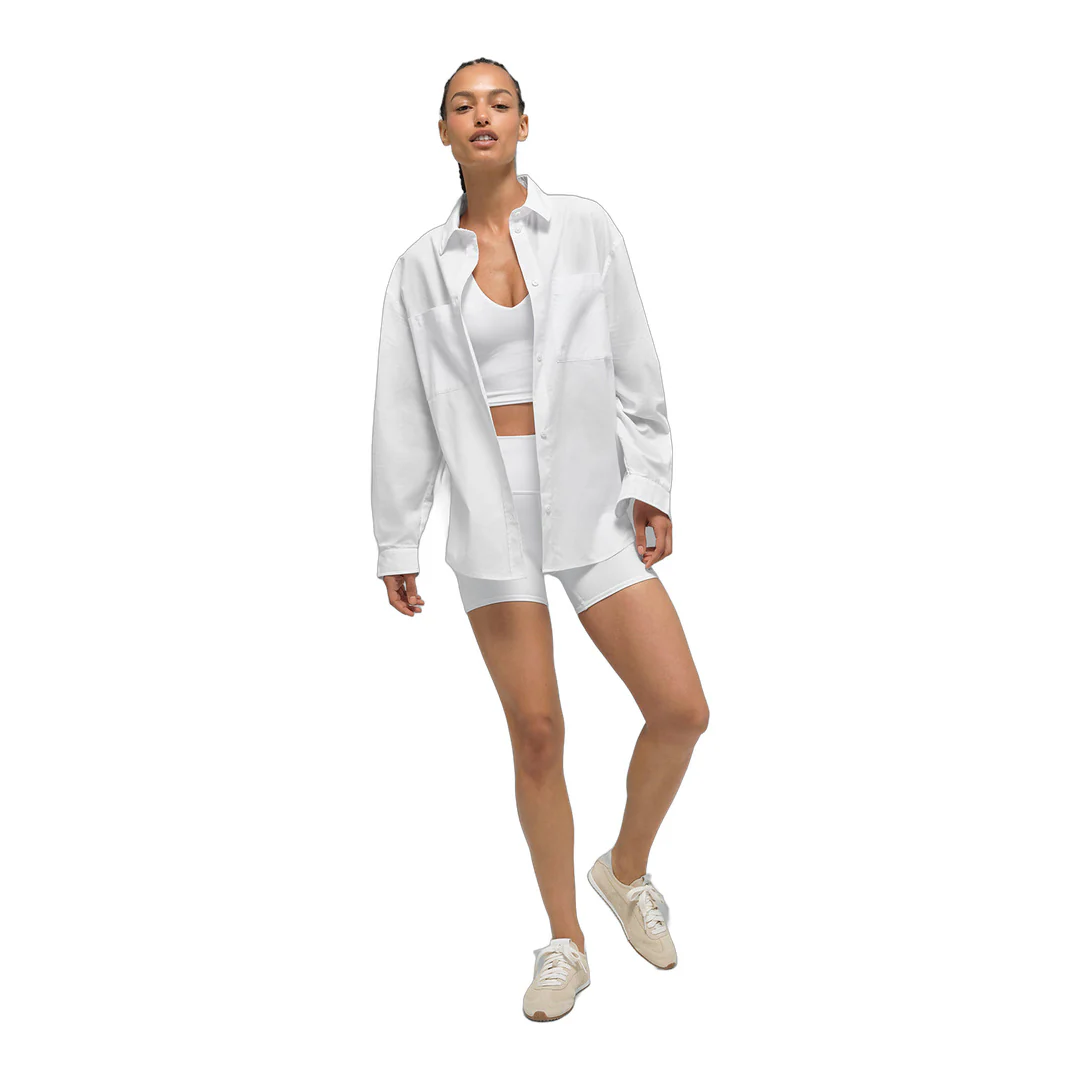 alo Cotton Real Deal Button Up Long Sleeve - White - Image 5