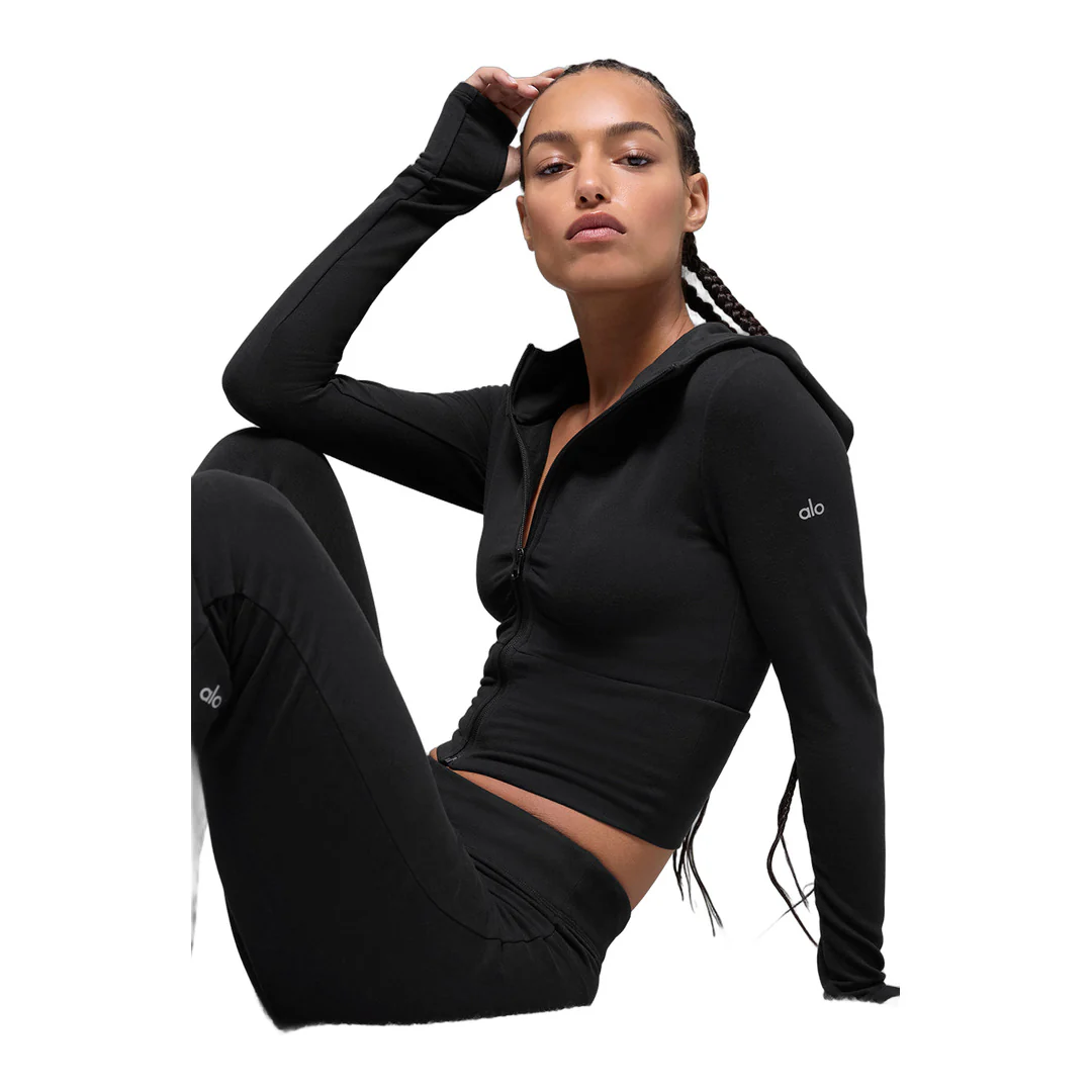 alo Sway Full Zip Hoodie - Black - Image 5