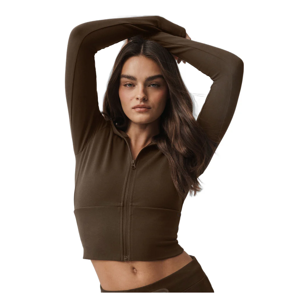 alo Sway Full Zip Hoodie - Espresso - Image 2