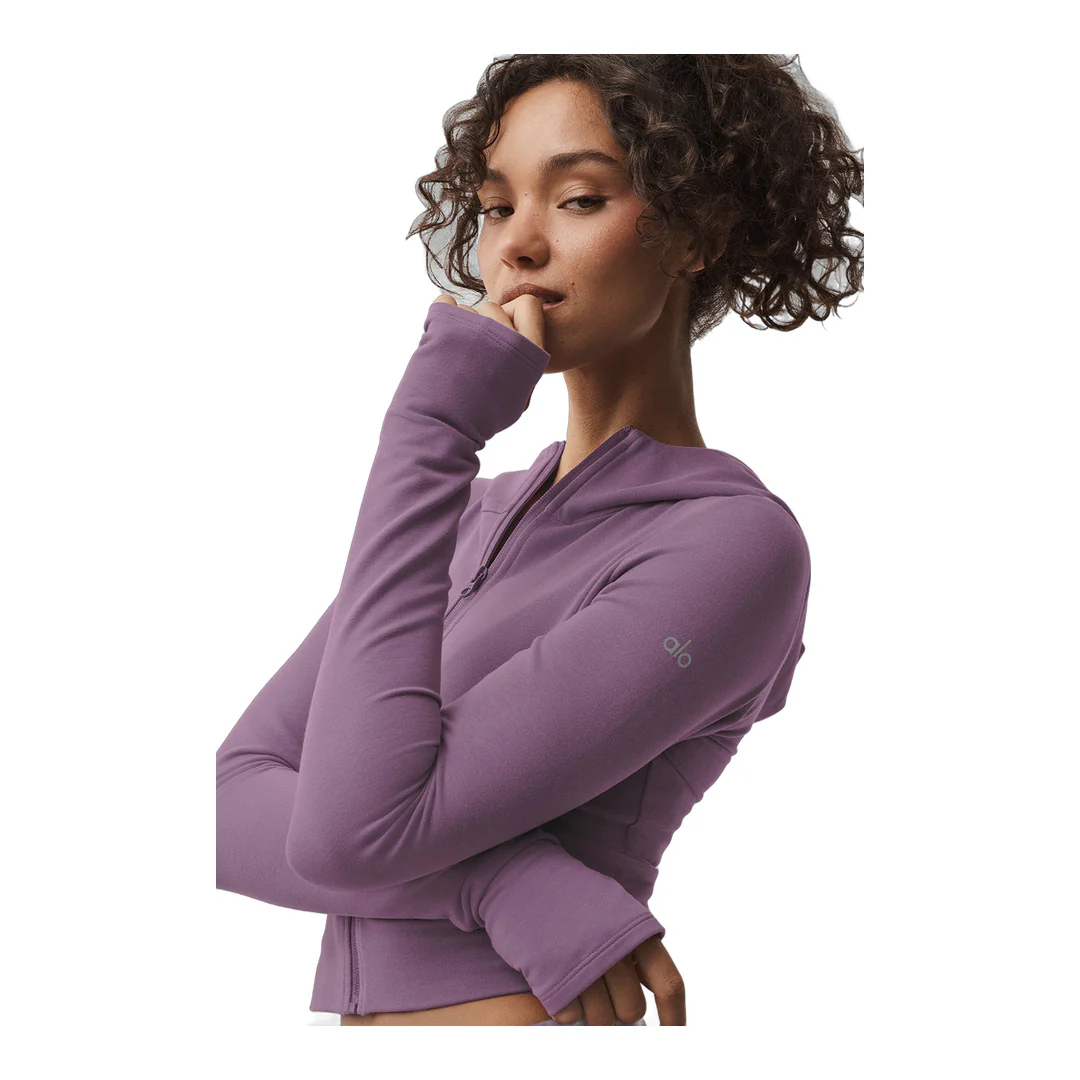 alo Sway Full Zip Hoodie - Plum Kiss - Image 4