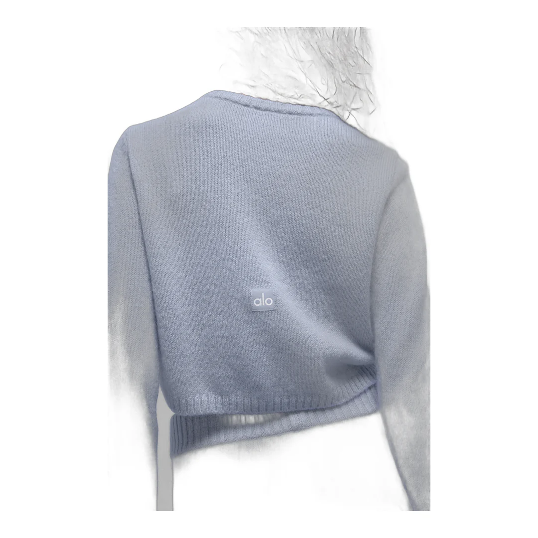 alo Wool Cashmere New Class Cropped Cardigan - Winter Frost - Image 2