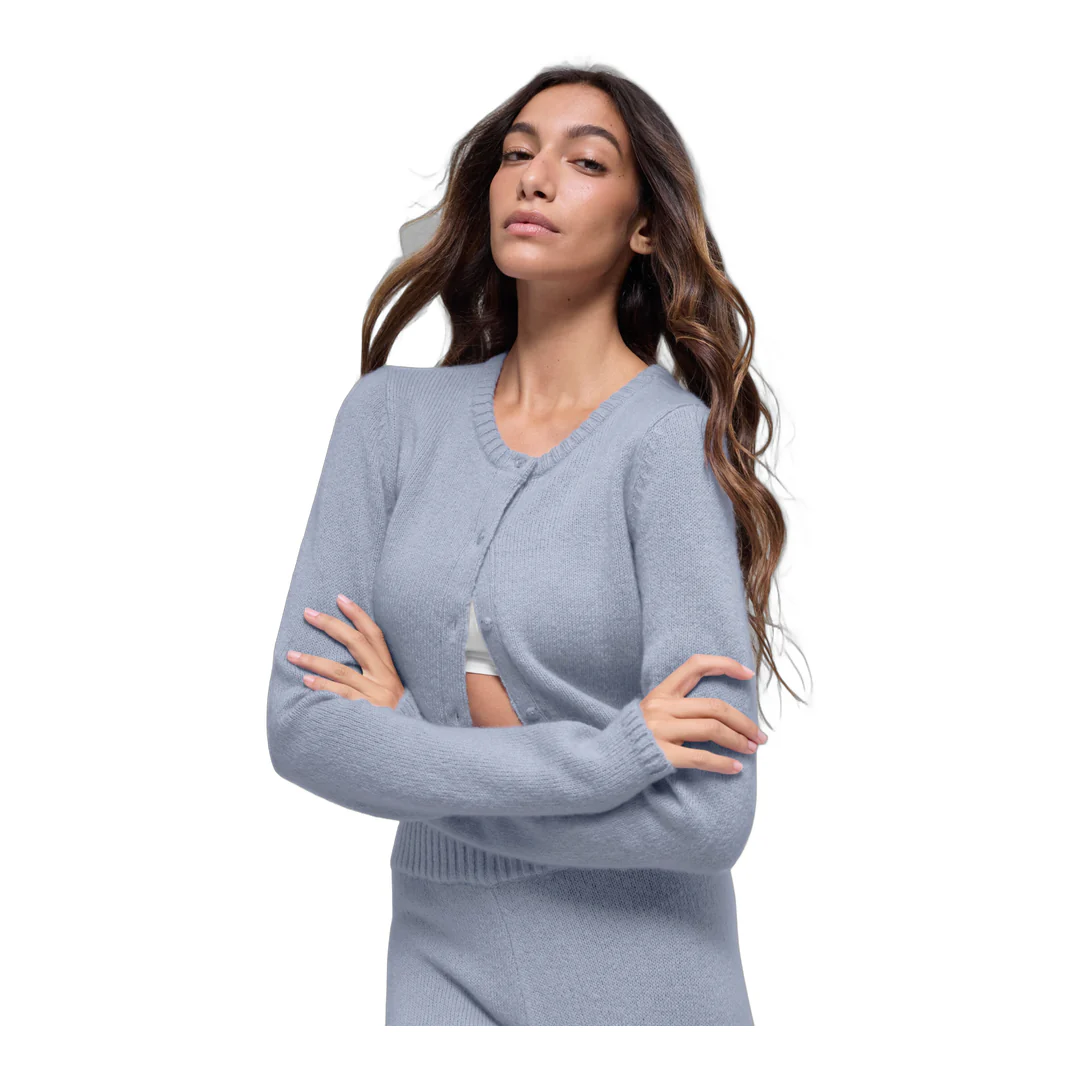 alo Wool Cashmere New Class Cropped Cardigan - Winter Frost - Image 3