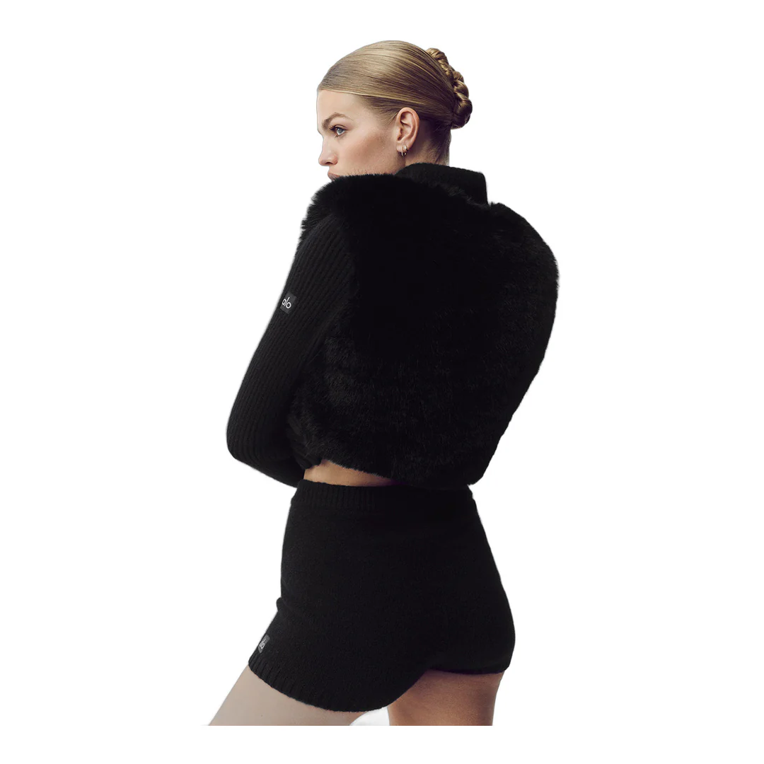 alo Faux Fur Cashmere Northstar Full Zip - Black - Image 3