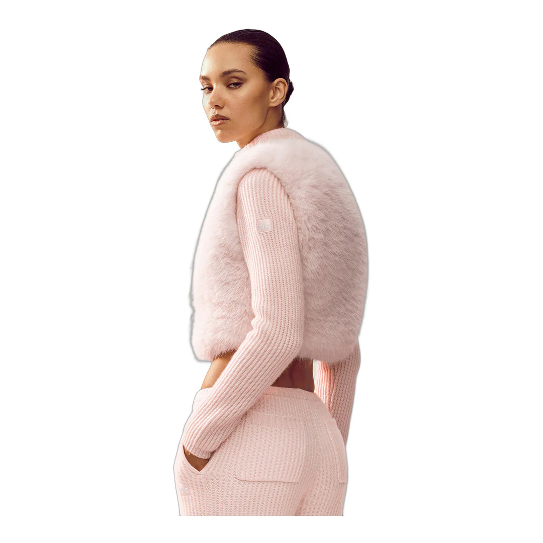 alo Faux Fur Cashmere Northstar Full Zip - Frosted Pink - Image 4