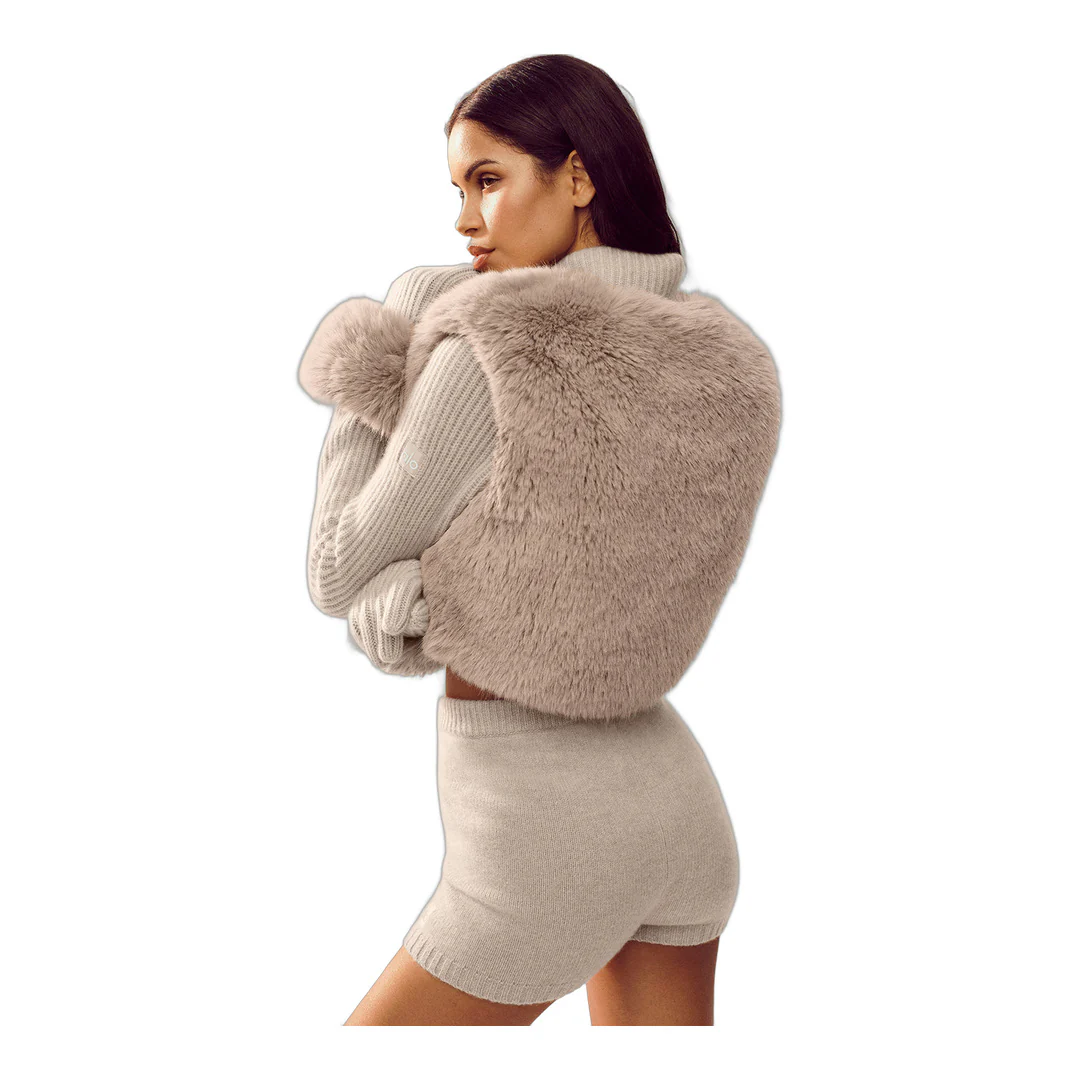 alo Faux Fur Cashmere Northstar Full Zip - Oat Heather - Image 2