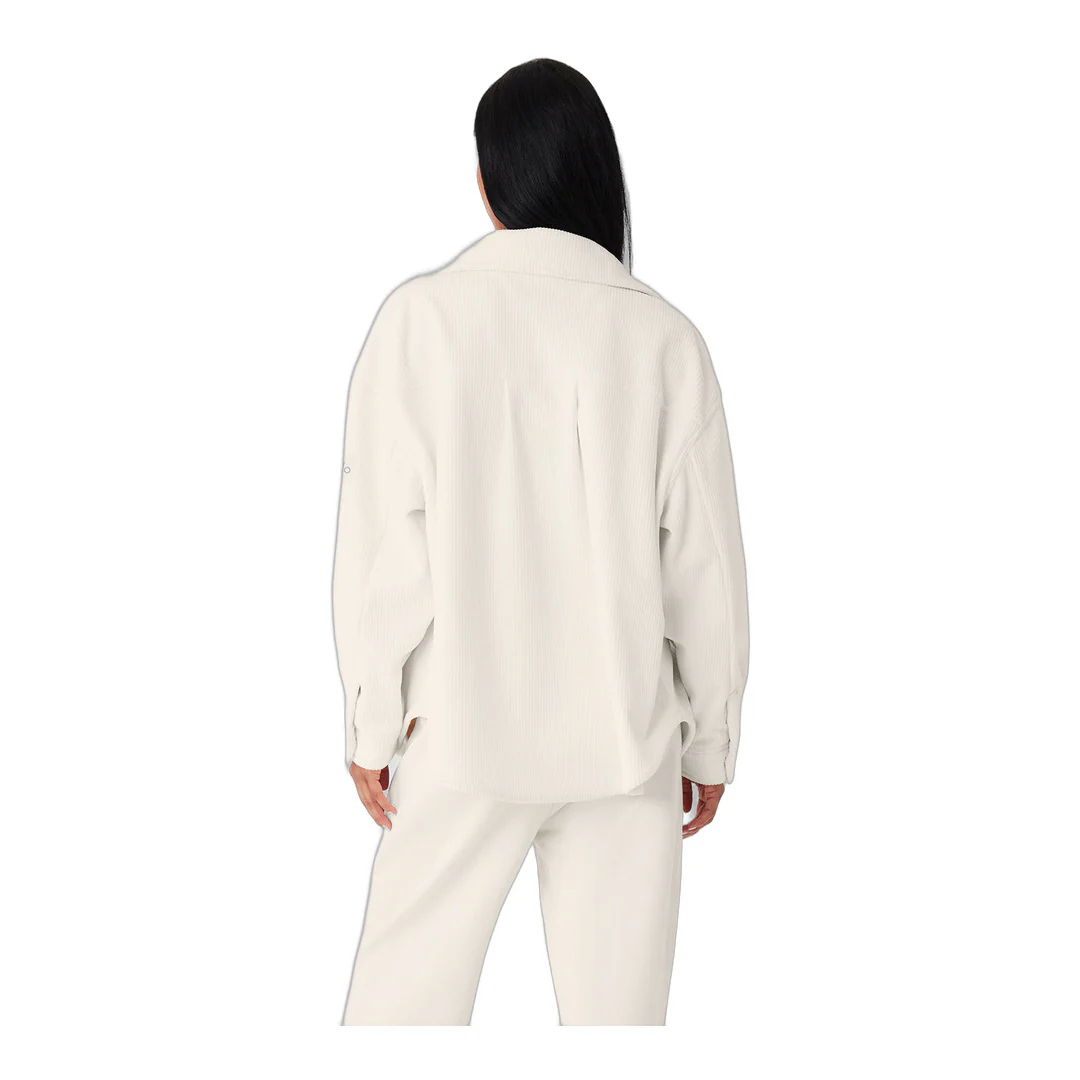 alo Ribbed Velour Mountain Side Shacket - Ivory - Image 2