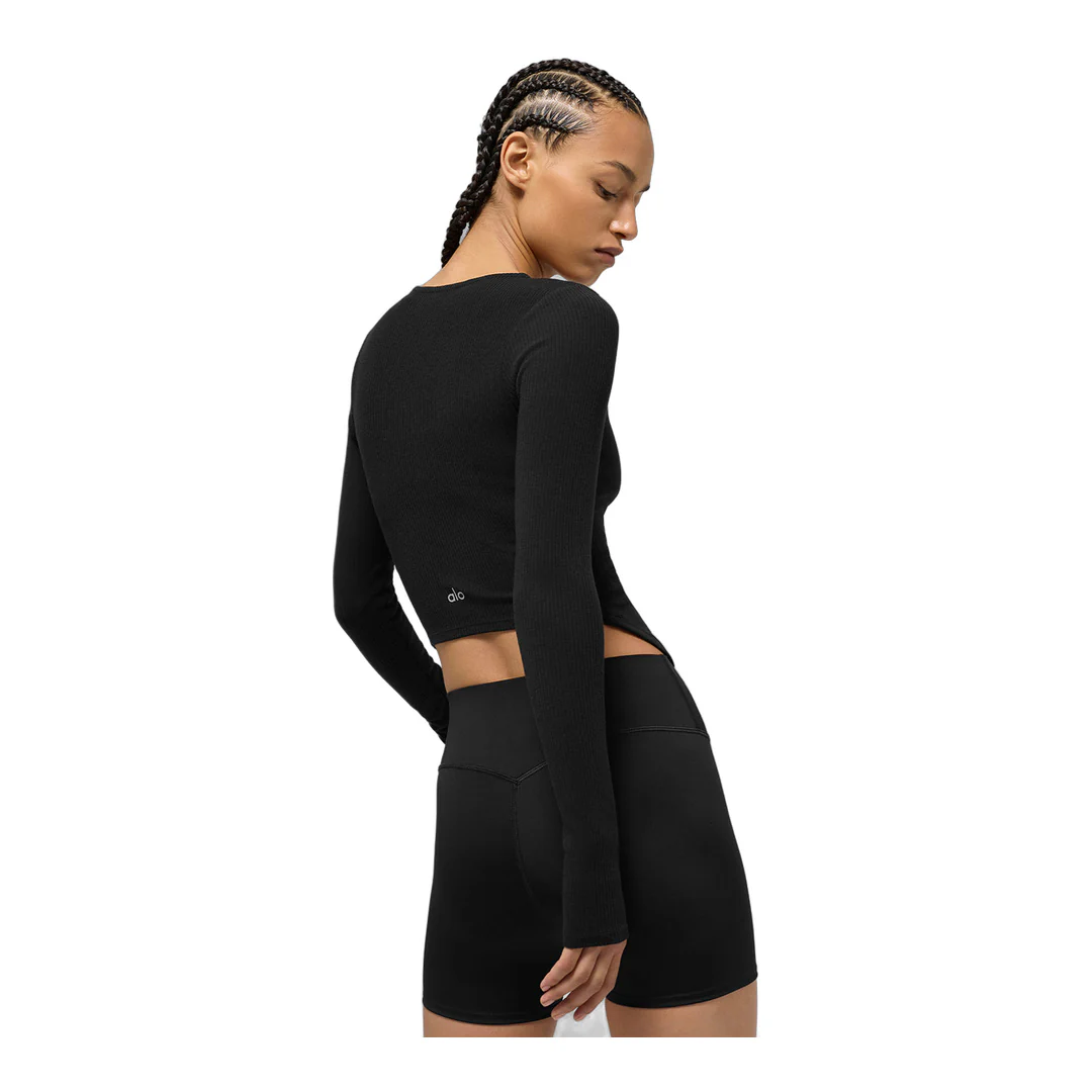 alo Ribbed Stardust Long Sleeve - Black - Image 2