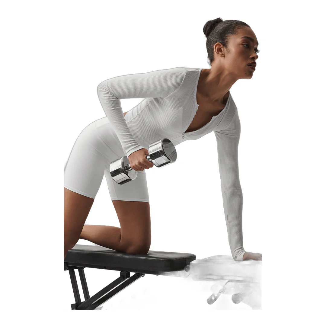 alo Ribbed Stardust Long Sleeve - White - Image 3