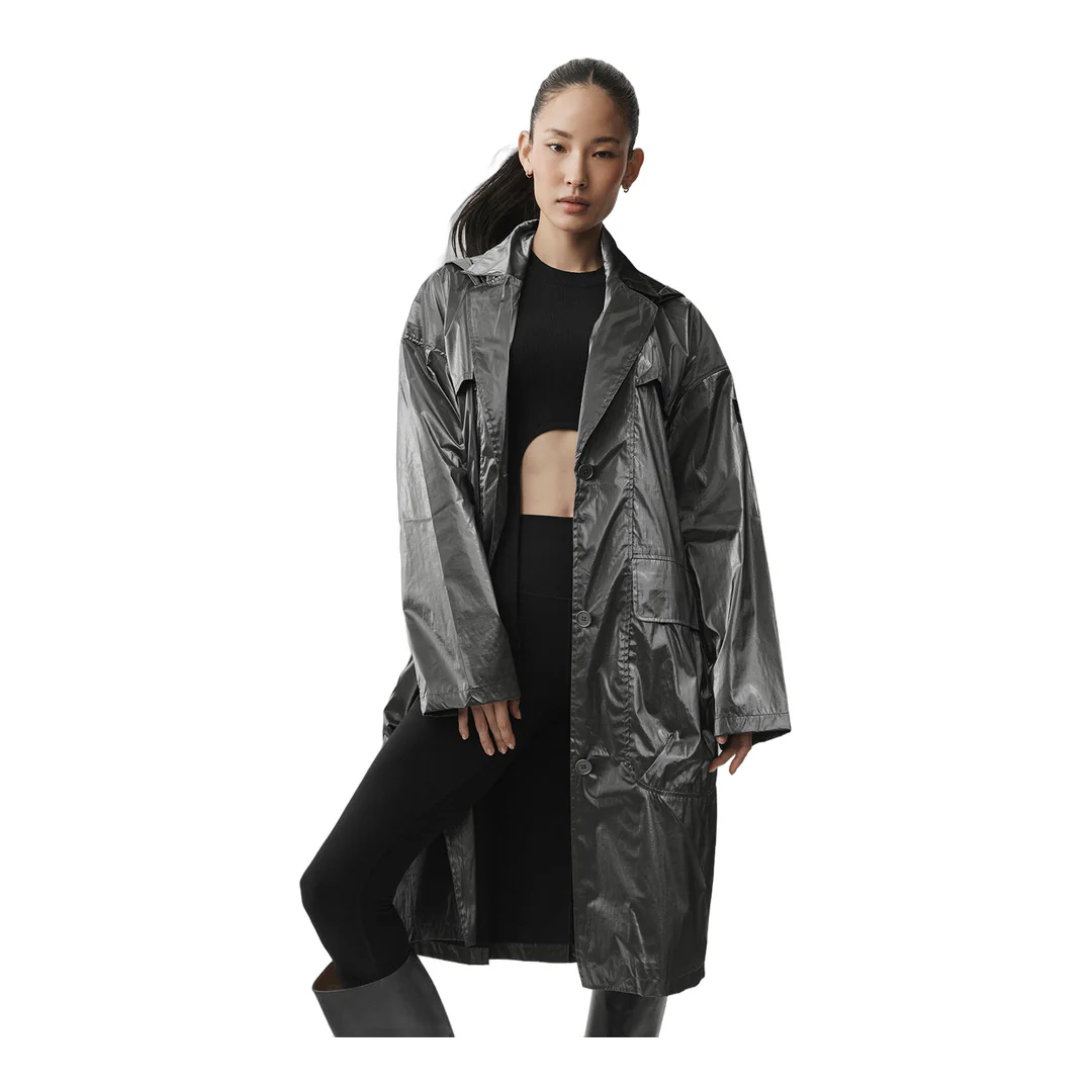 alo Metallic Break Line Trench - Silver Metallic