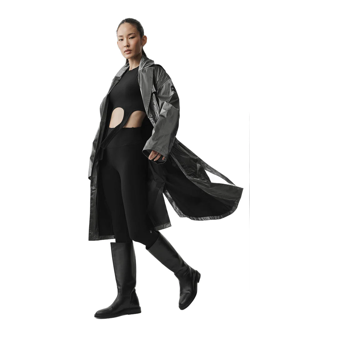 alo Metallic Break Line Trench - Silver Metallic - Image 4
