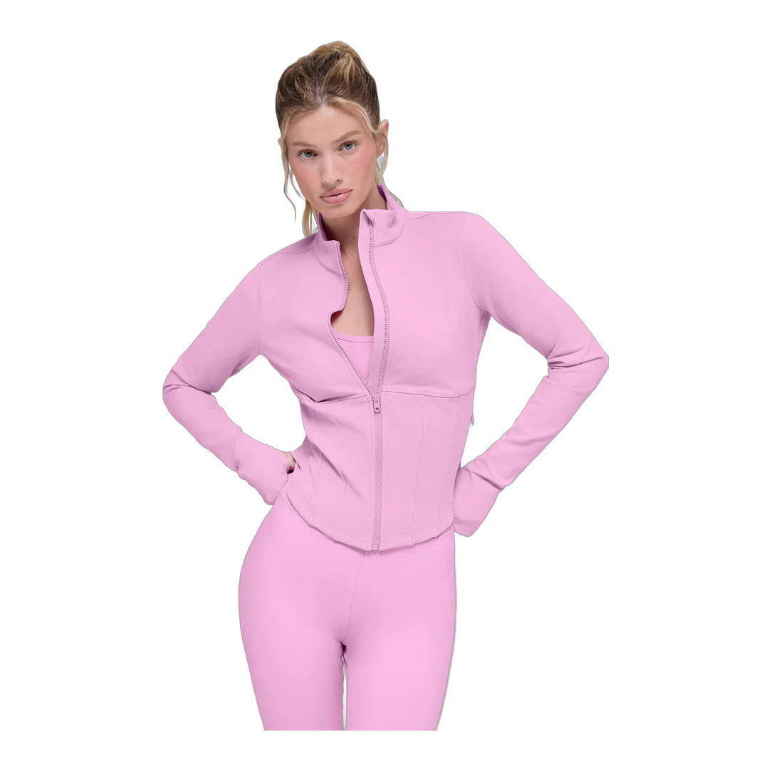 alo Airbrush Corset Full Zip Jacket - Candy Heart Pink - Image 3