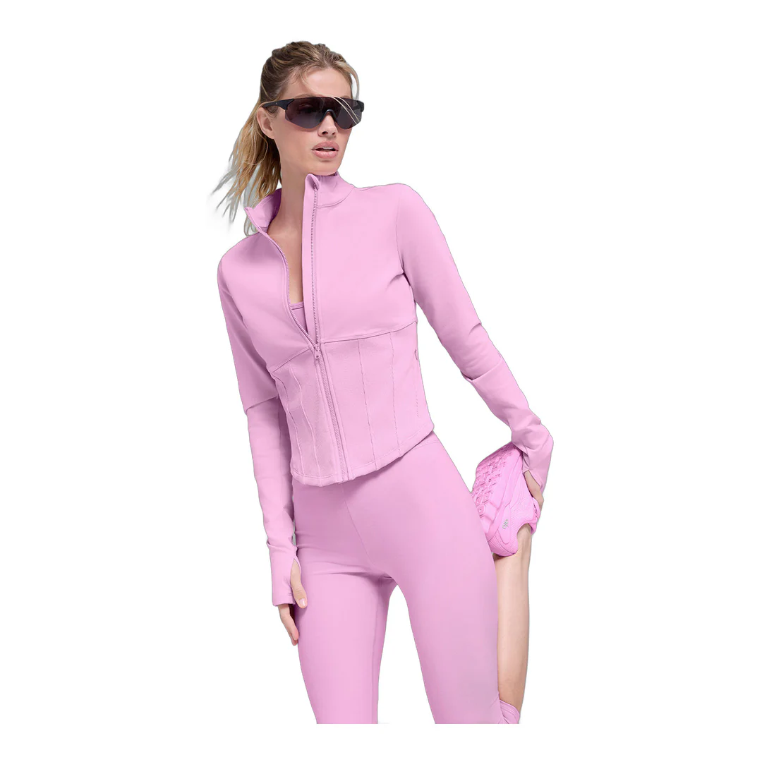 alo Airbrush Corset Full Zip Jacket - Candy Heart Pink - Image 4