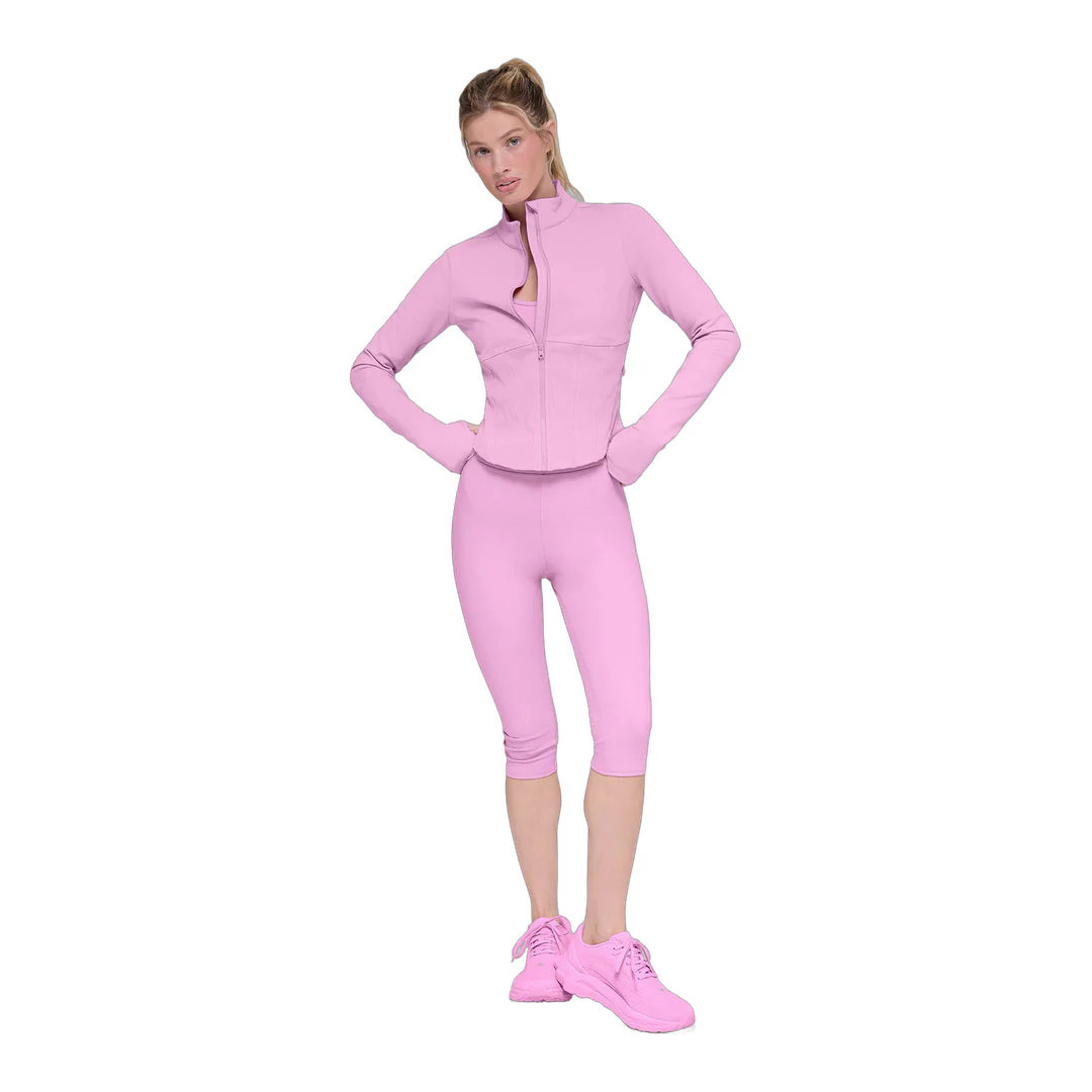alo Airbrush Corset Full Zip Jacket - Candy Heart Pink - Image 5