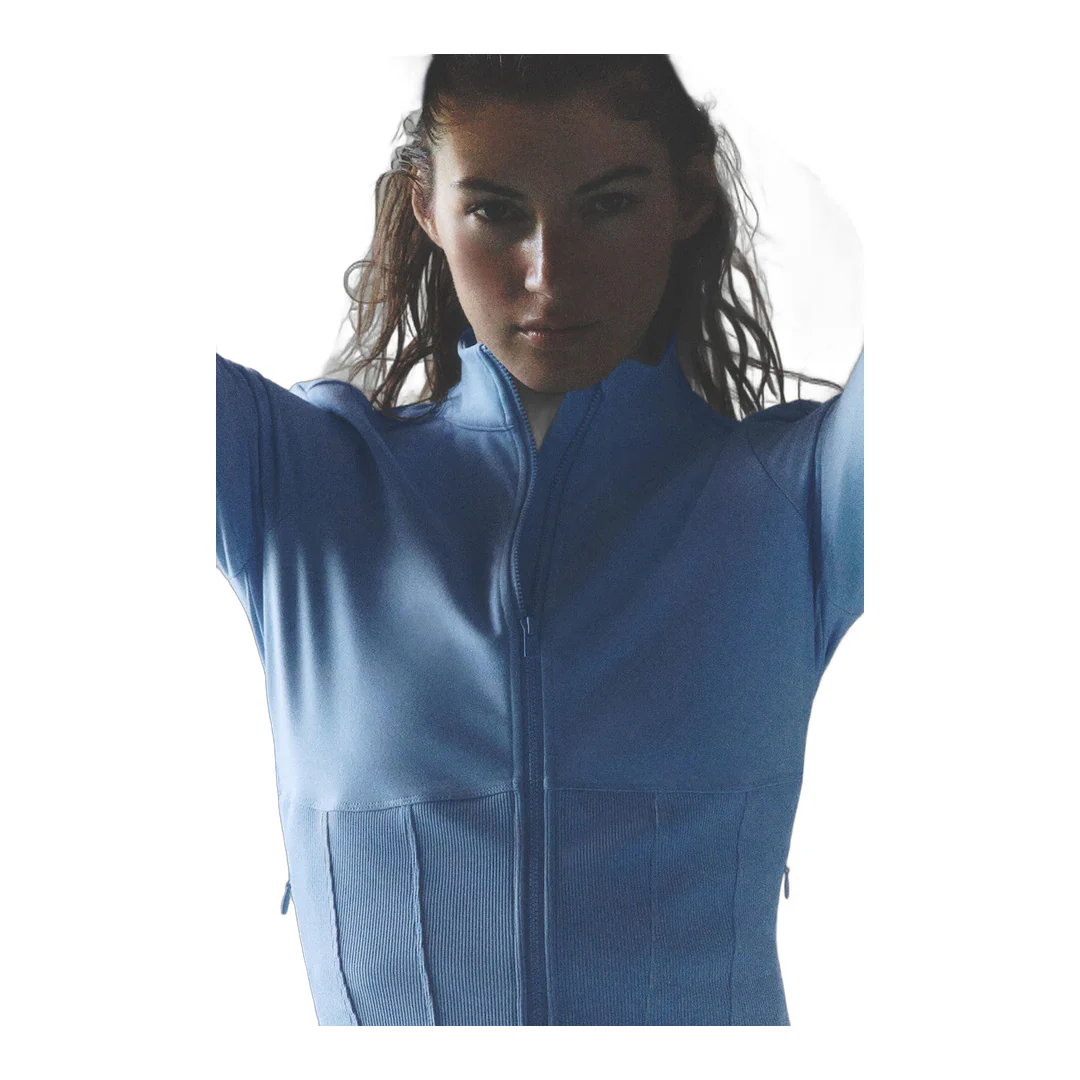 alo Airbrush Corset Full Zip Jacket - Light Provence Blue
