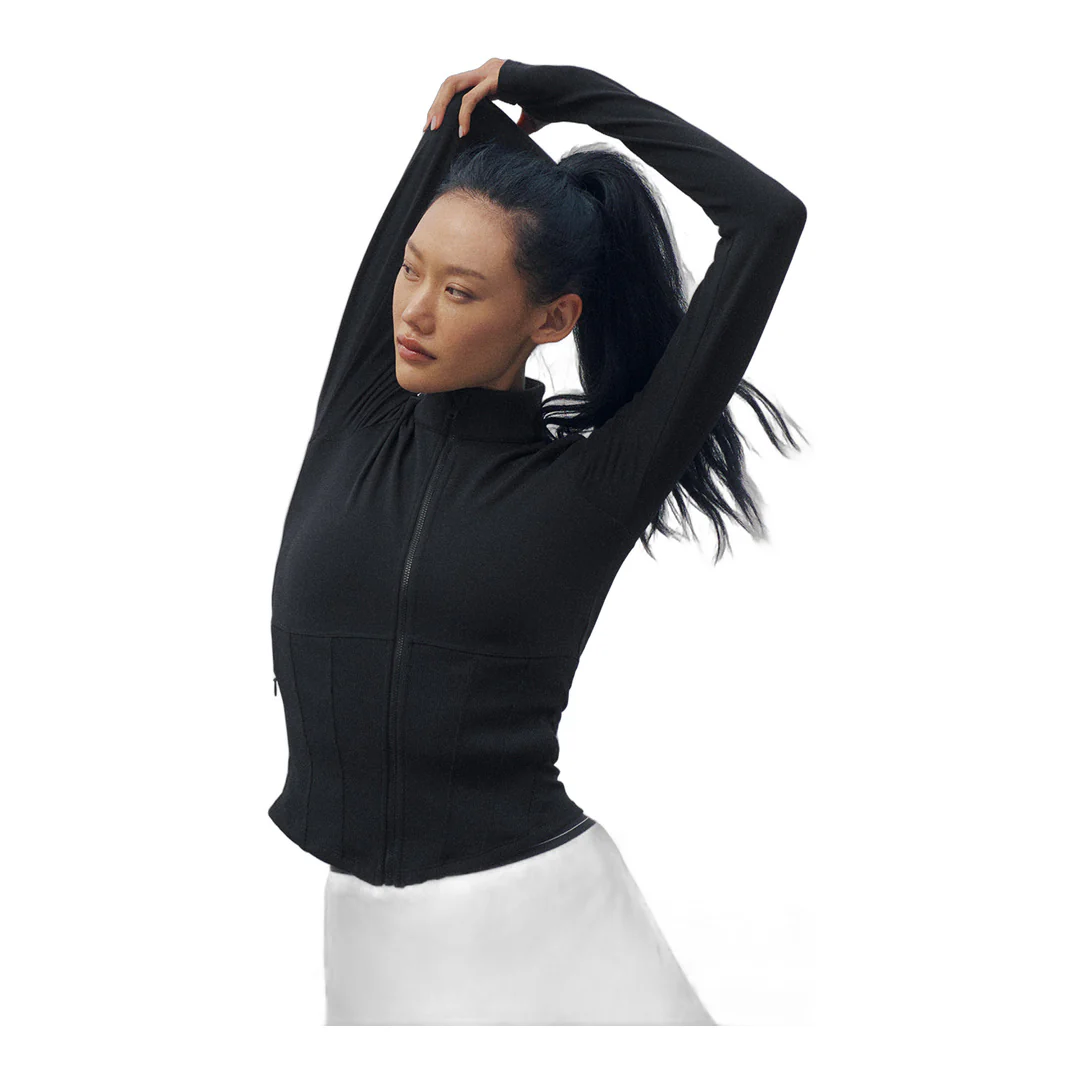 alo Airbrush Corset Full Zip Jacket - Black