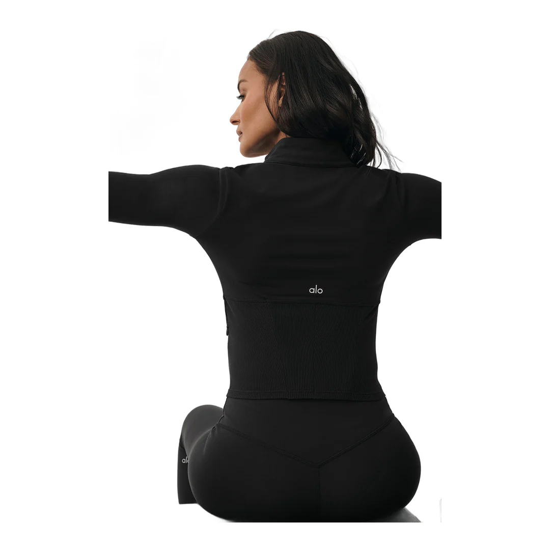 alo Airbrush Corset Full Zip Jacket - Black - Image 2