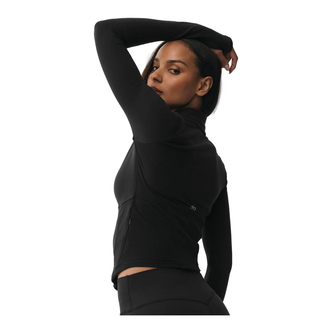 alo Airbrush Corset Full Zip Jacket - Black - Image 4