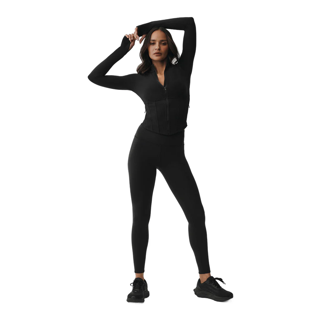 alo Airbrush Corset Full Zip Jacket - Black - Image 6