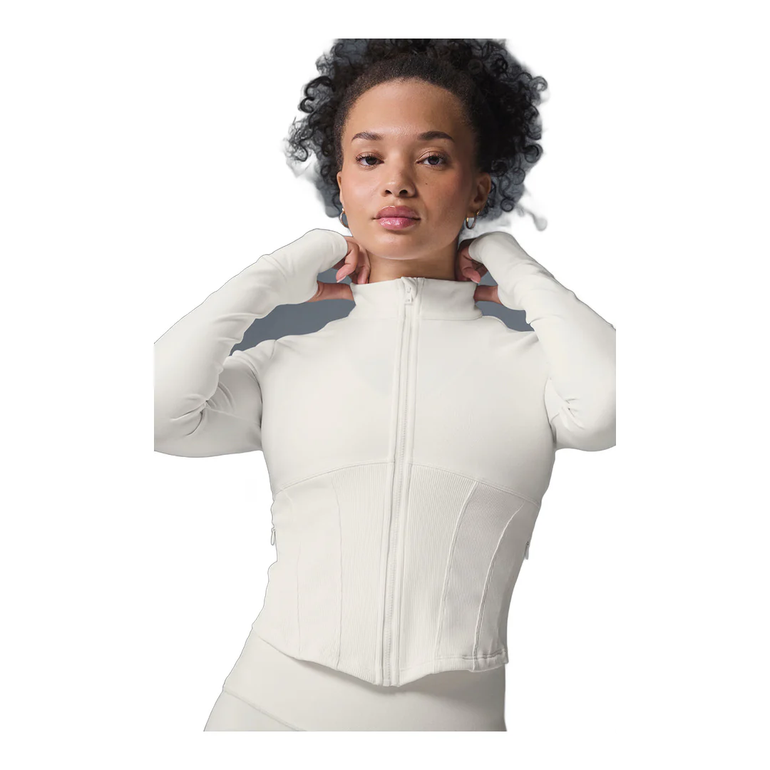 alo Airbrush Corset Full Zip Jacket - Ivory - Image 2