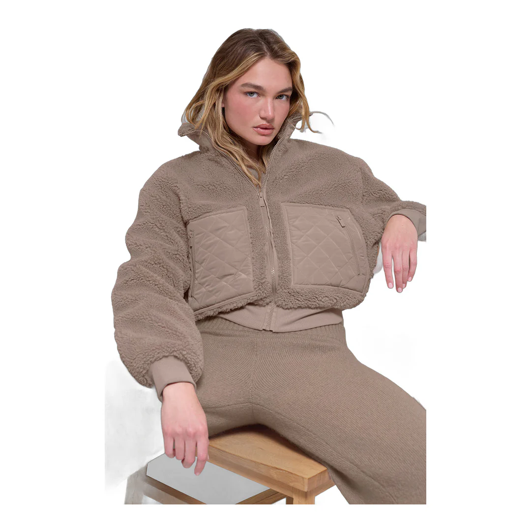 alo Sherpa Edge Bomber - Chai Latte - Image 4