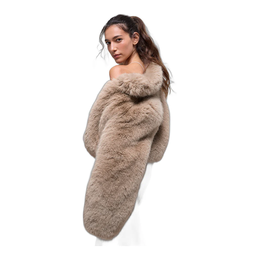 alo Opulent Faux Fur Cropped Jacket - Oat - Image 2