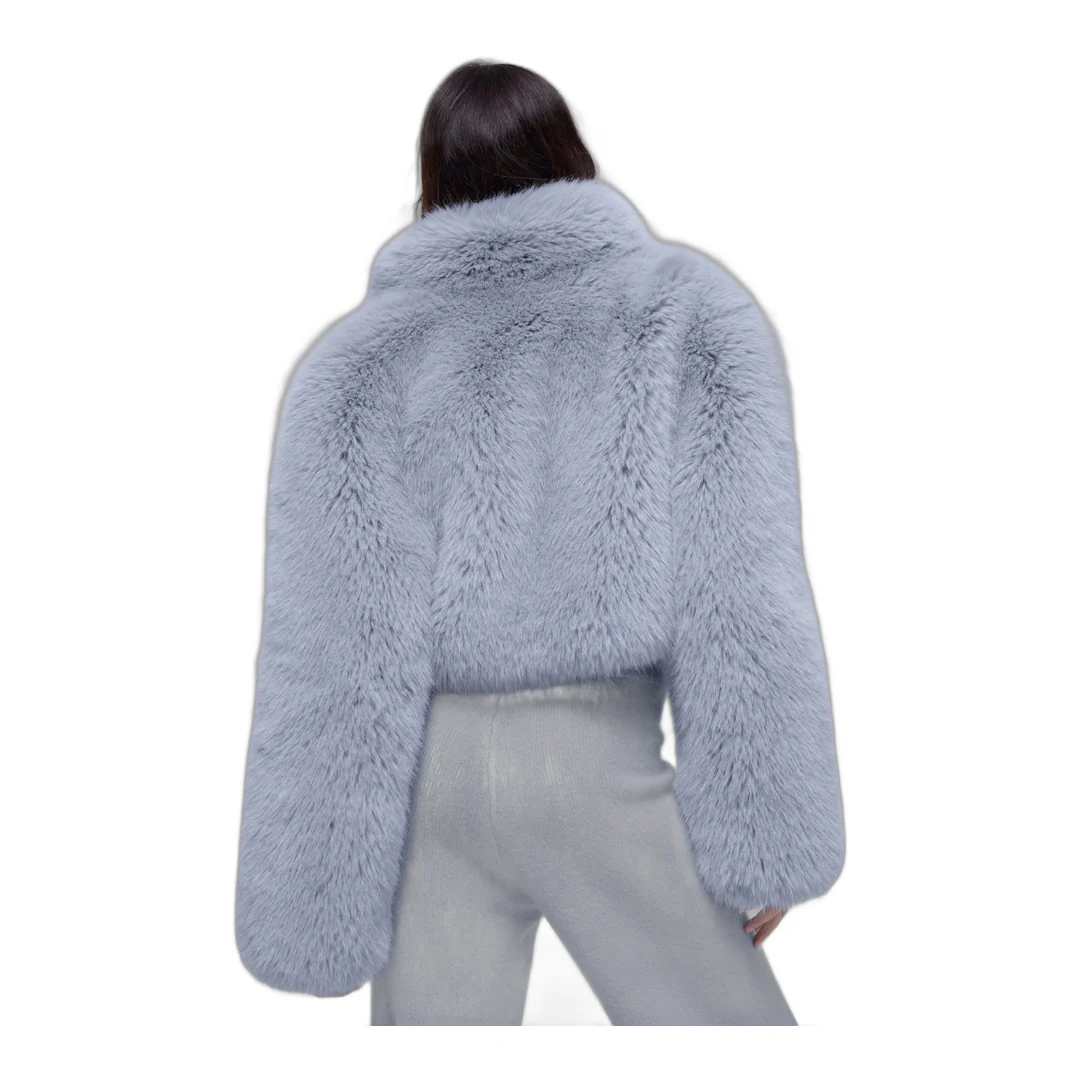 alo Opulent Faux Fur Cropped Jacket - Winter Frost - Image 2