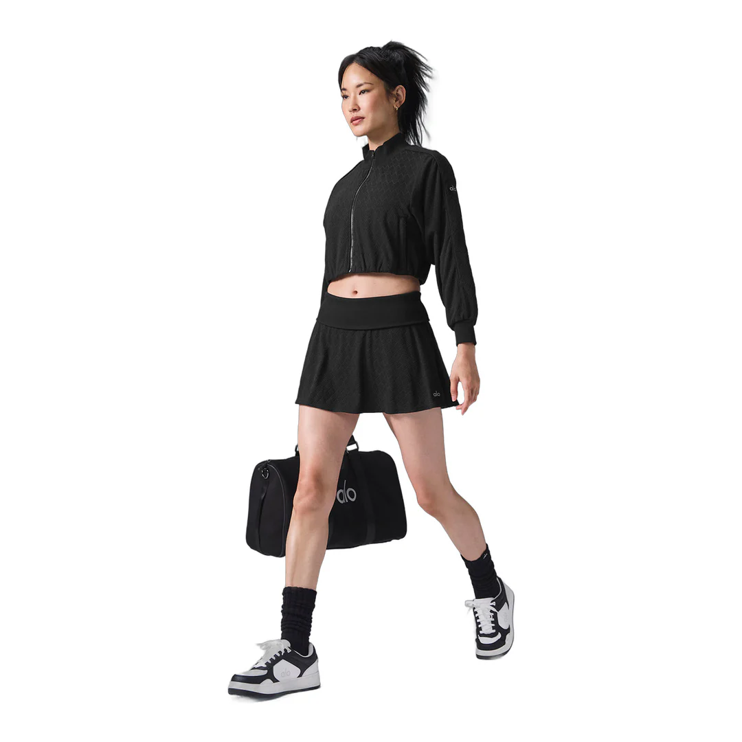 alo Cropped Doubles Only Full Zip Jacket - Black - Image 3