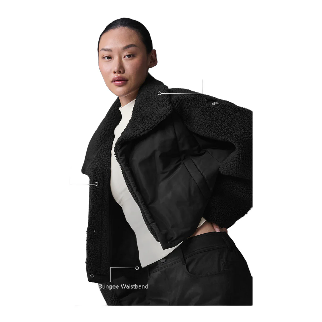 alo Sherpa Cozy Escape Puffer - Black/Black - Image 2