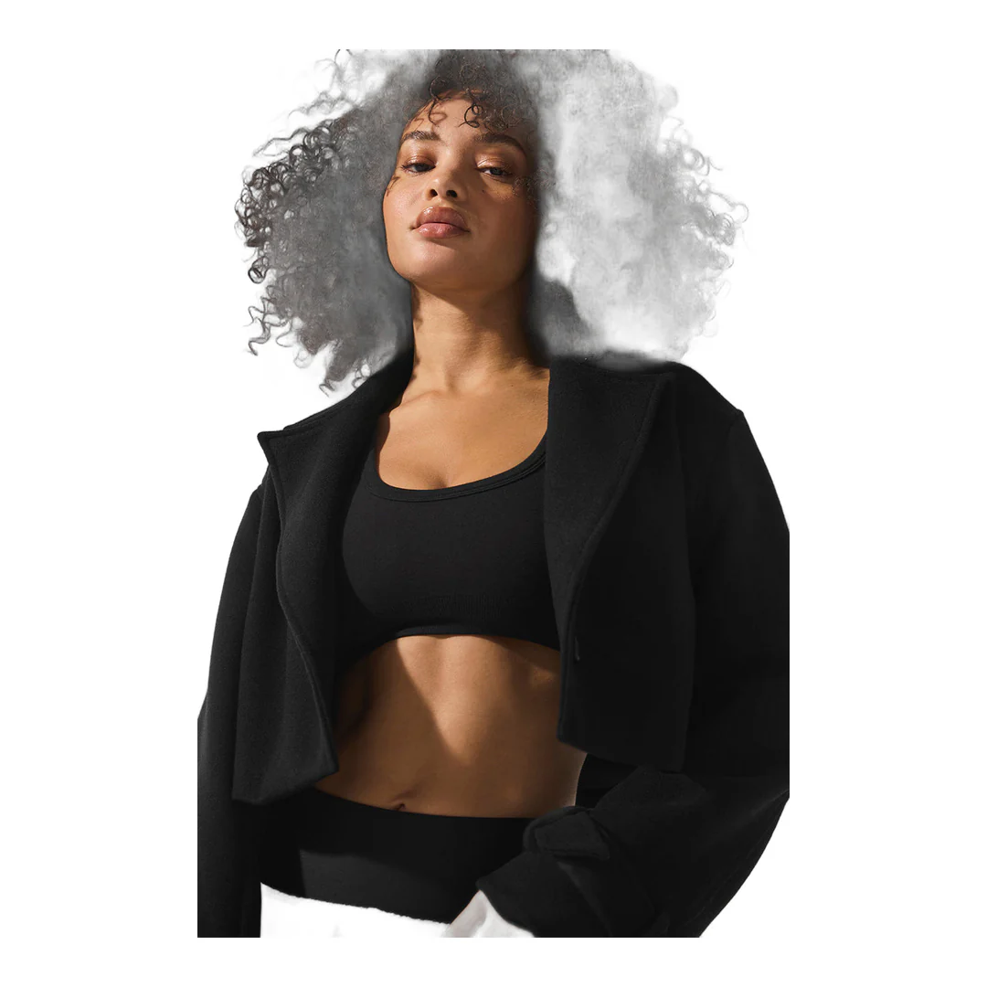 alo Wool Cropped Metro Trench - Black - Image 4