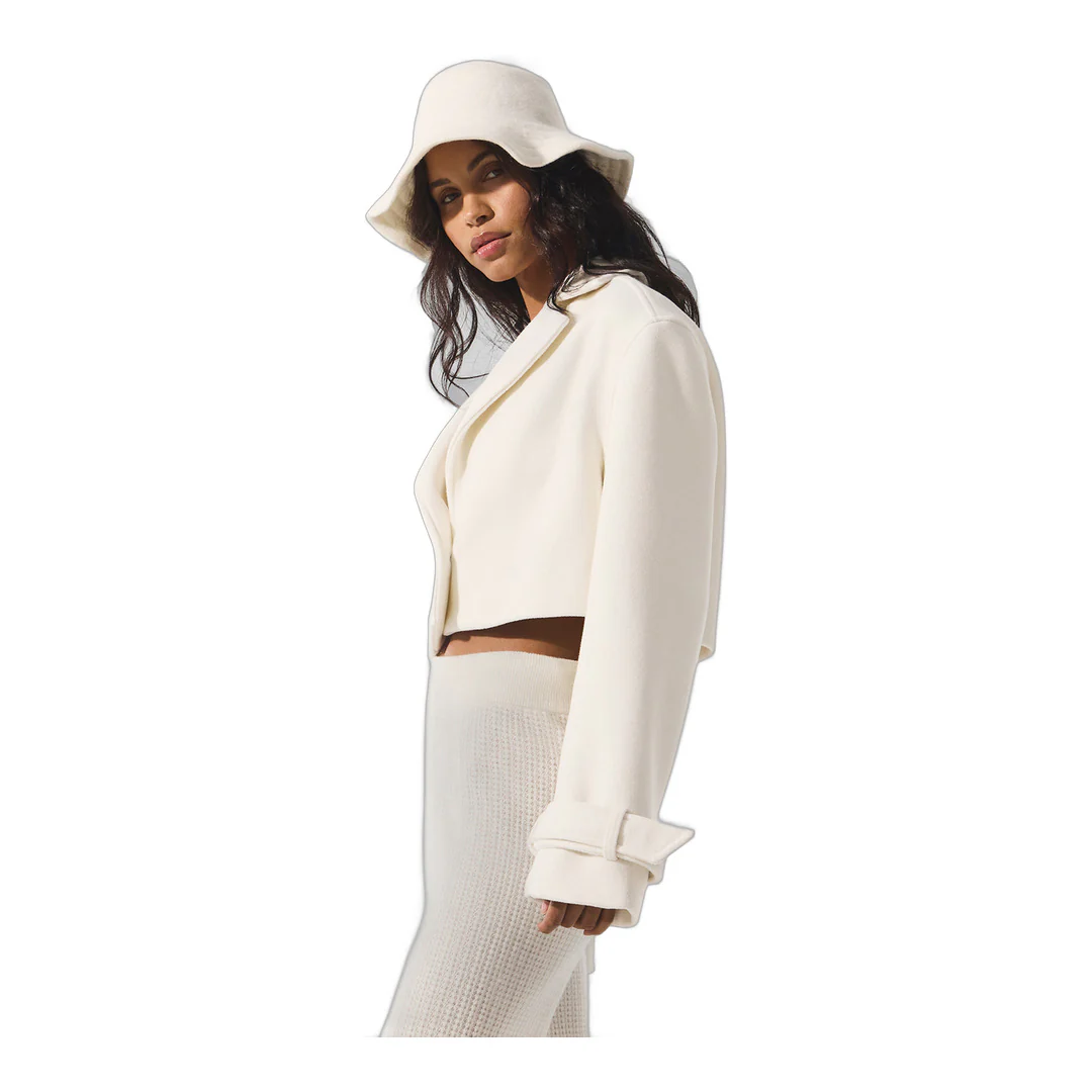 alo Wool Cropped Metro Trench - Ivory - Image 4