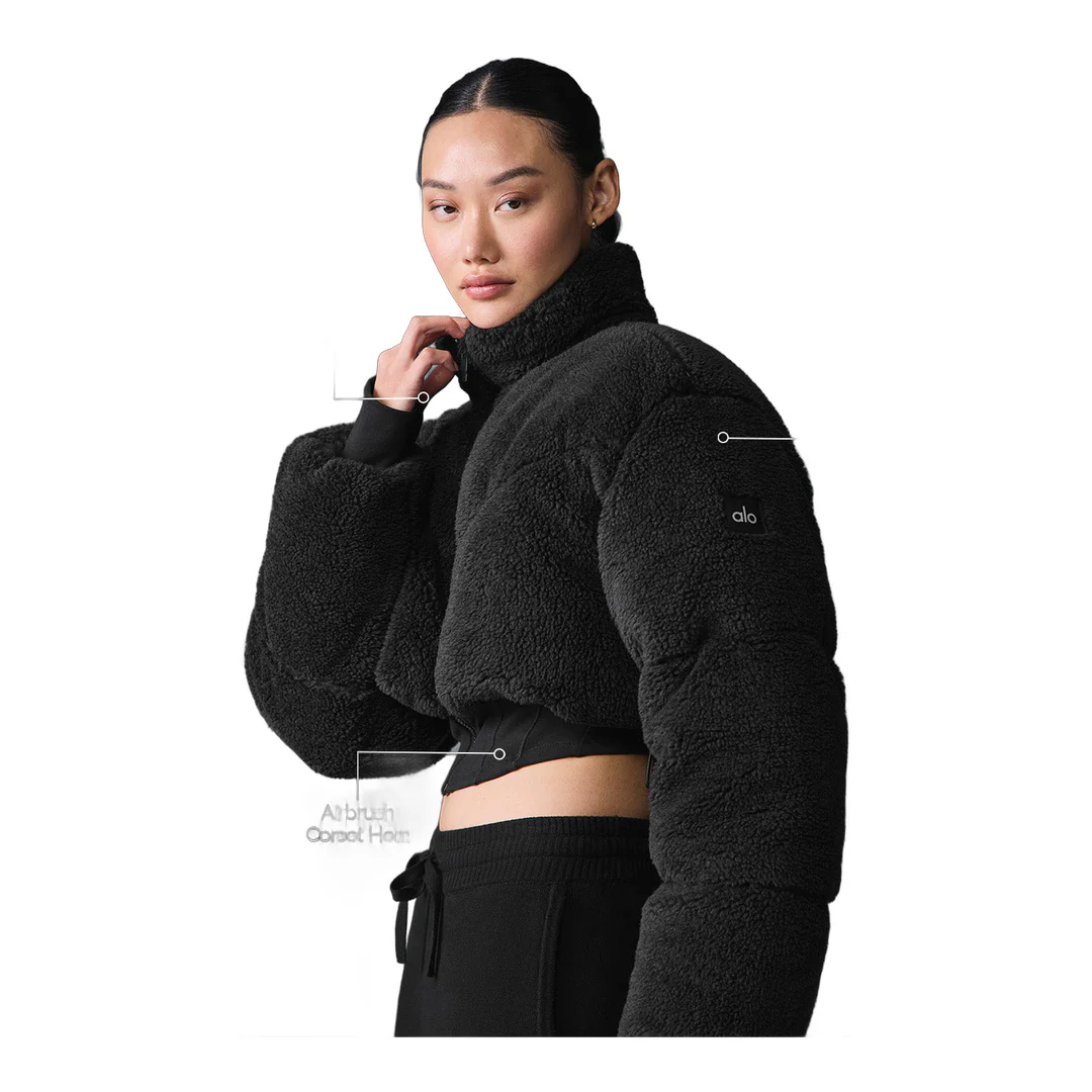 alo Sherpa Main Act Corset Puffer - Black - Image 2